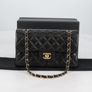 CHANEL Matelasse 23 Chain Shoulder Bag Lamb Skin Black Gold CC Auth 138087SM-12