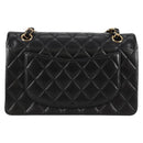 CHANEL Matelasse 23 Chain Shoulder Bag Lamb Skin Black Gold CC Auth 138087SM-2