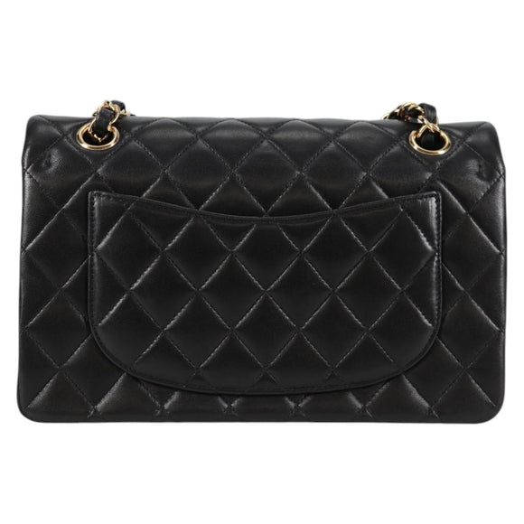 CHANEL Matelasse 23 Chain Shoulder Bag Lamb Skin Black Gold CC Auth 138087SM