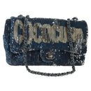 CHANEL Shoulder Bag Sequin Blue Silver CC Auth 138088SM-1