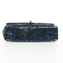 CHANEL Shoulder Bag Sequin Blue Silver CC Auth 138088SM-5