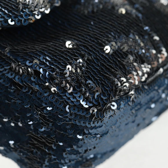 CHANEL Shoulder Bag Sequin Blue Silver CC Auth 138088M