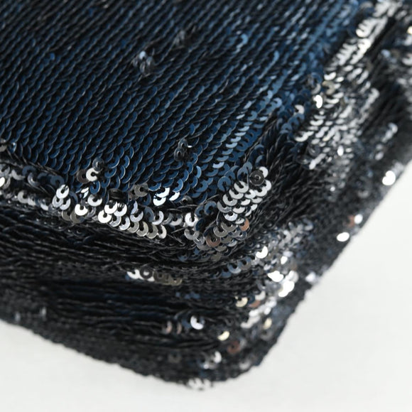 CHANEL Shoulder Bag Sequin Blue Silver CC Auth 138088M