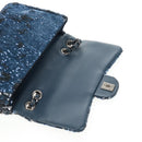 CHANEL Shoulder Bag Sequin Blue Silver CC Auth 138088M-20