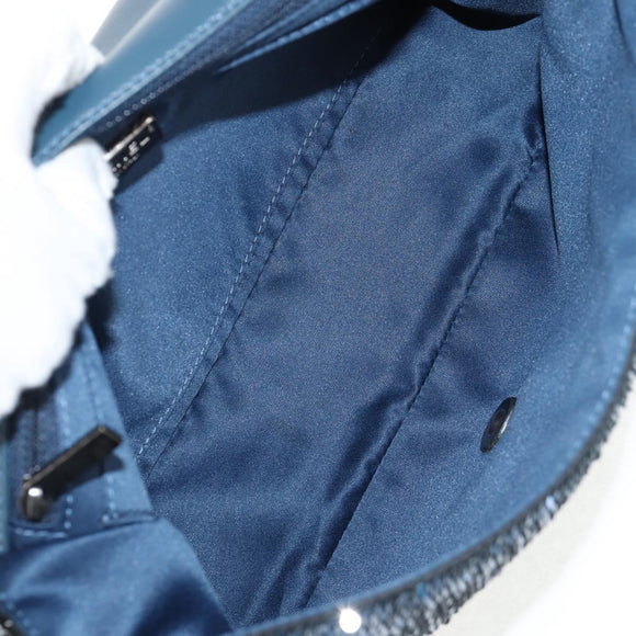 CHANEL Shoulder Bag Sequin Blue Silver CC Auth 138088M