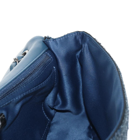 CHANEL Shoulder Bag Sequin Blue Silver CC Auth 138088M