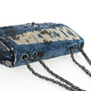 CHANEL Shoulder Bag Sequin Blue Silver CC Auth 138088M-6