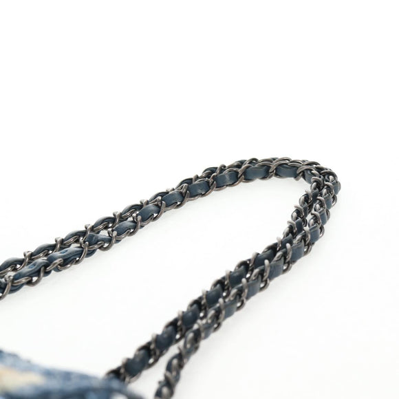 CHANEL Shoulder Bag Sequin Blue Silver CC Auth 138088M