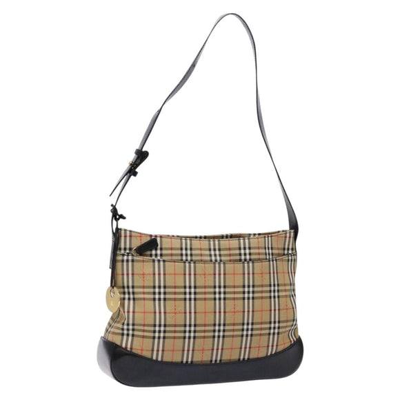 Burberrys Nova Check Shoulder Bag Canvas Beige Gold Auth 138108