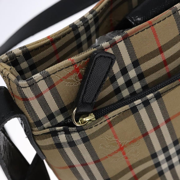 Burberrys Nova Check Shoulder Bag Canvas Beige Gold Auth 138108