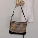 Burberrys Nova Check Shoulder Bag Canvas Beige Gold Auth 138108-21
