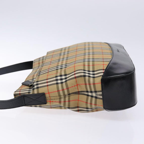 Burberrys Nova Check Shoulder Bag Canvas Beige Gold Auth 138108