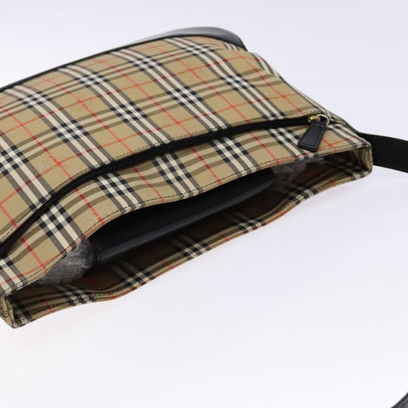 Burberrys Nova Check Shoulder Bag Canvas Beige Gold Auth 138108