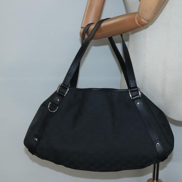 GUCCI GG Canvas Abbey Tote Bag Nylon Outlet Brown Silver 293578 Auth 138110