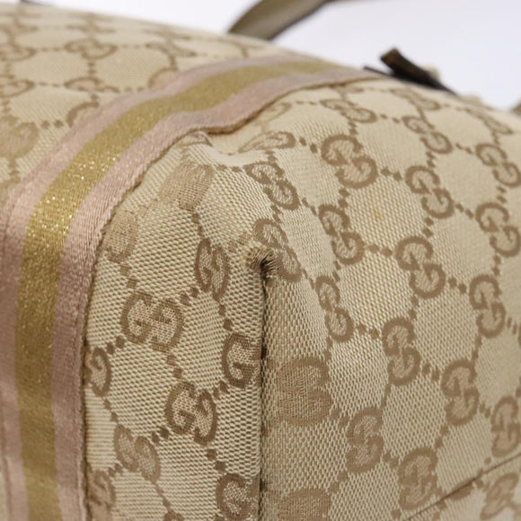 GUCCI GG Canvas Sherry Line Tote Bag Beige Gold 137396 Auth 138114