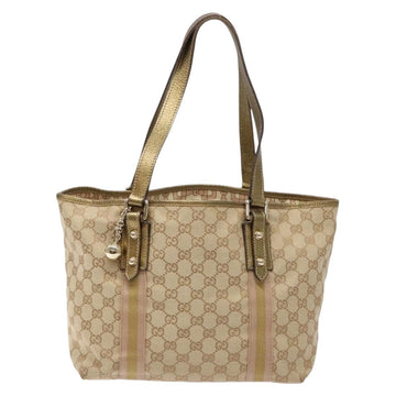 GUCCI GG Canvas Sherry Line Tote Bag Beige Gold 137396 Auth 138114 - 0