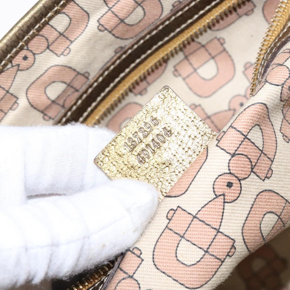 GUCCI GG Canvas Sherry Line Tote Bag Beige Gold 137396 Auth 138114