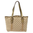 GUCCI GG Canvas Sherry Line Tote Bag Beige Gold 137396 Auth 138114-3