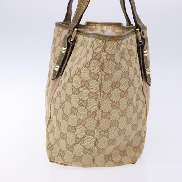 GUCCI GG Canvas Sherry Line Tote Bag Beige Gold 137396 Auth 138114