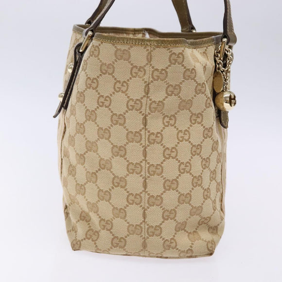 GUCCI GG Canvas Sherry Line Tote Bag Beige Gold 137396 Auth 138114