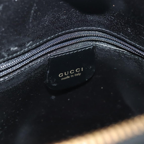 GUCCI Tote Bag Leather Gold Black 000 2058 0569 0 Auth 138115