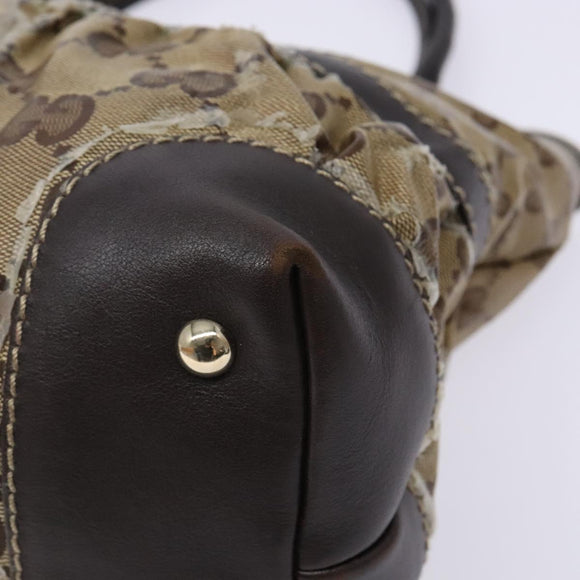 GUCCI GG Crystal Hand Bag Coated Canvas Beige Gold 223964 Auth 138117