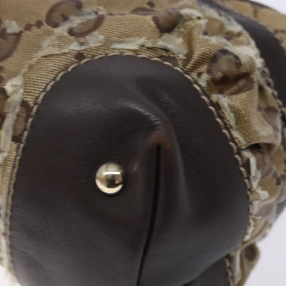 GUCCI GG Crystal Hand Bag Coated Canvas Beige Gold 223964 Auth 138117