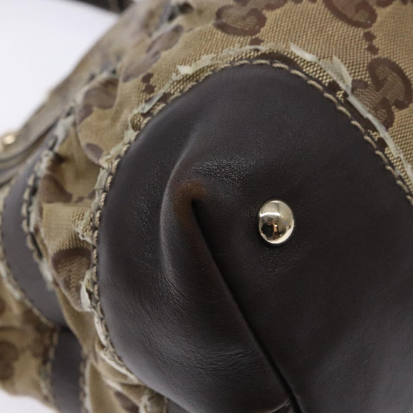 GUCCI GG Crystal Hand Bag Coated Canvas Beige Gold 223964 Auth 138117