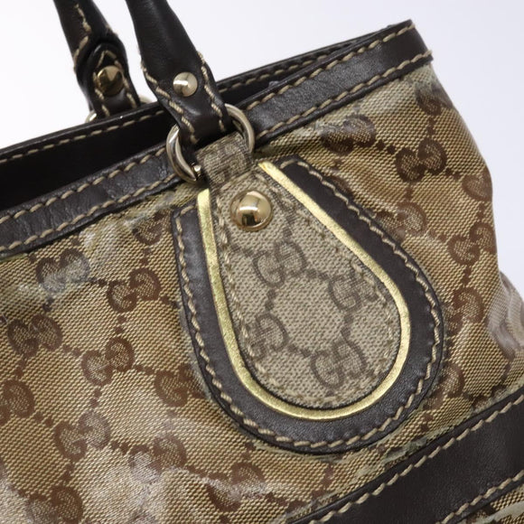 GUCCI GG Crystal Hand Bag Coated Canvas Beige Gold 223964 Auth 138117