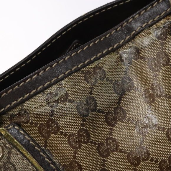 GUCCI GG Crystal Hand Bag Coated Canvas Beige Gold 223964 Auth 138117