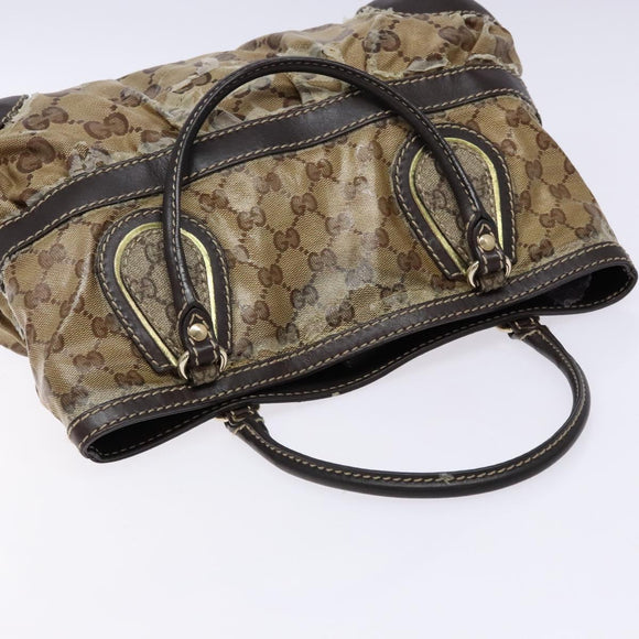 GUCCI GG Crystal Hand Bag Coated Canvas Beige Gold 223964 Auth 138117