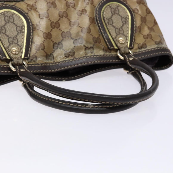 GUCCI GG Crystal Hand Bag Coated Canvas Beige Gold 223964 Auth 138117