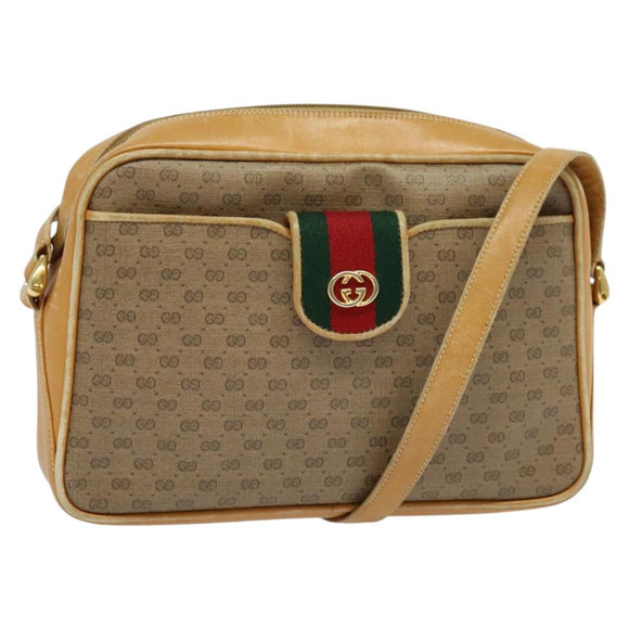 GUCCI Micro GG Supreme Web Sherry Line Bag Beige Gold 001 098 4073 Auth 138118