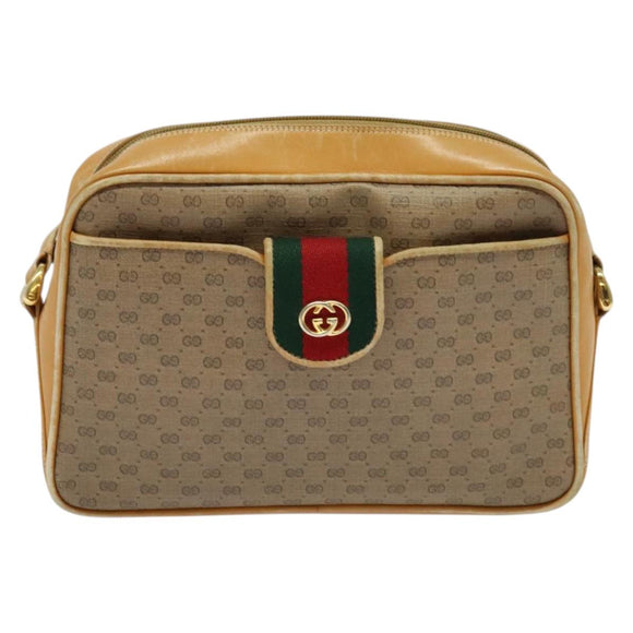 GUCCI Micro GG Supreme Web Sherry Line Bag Beige Gold 001 098 4073 Auth 138118