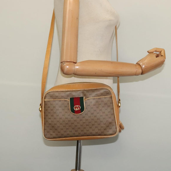 GUCCI Micro GG Supreme Web Sherry Line Bag Beige Gold 001 098 4073 Auth 138118