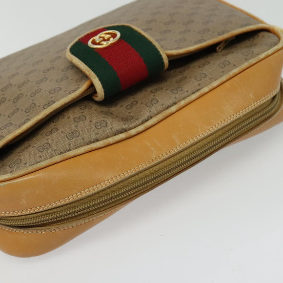 GUCCI Micro GG Supreme Web Sherry Line Bag Beige Gold 001 098 4073 Auth 138118