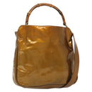GUCCI Bamboo Hand Bag Patent Leather 2way Gold 001 1705 1638 Auth 138119-1