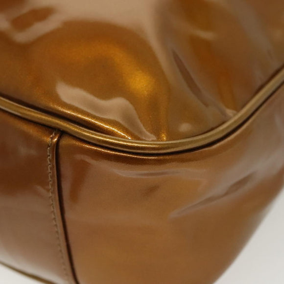 GUCCI Bamboo Hand Bag Patent Leather 2way Gold 001 1705 1638 Auth 138119