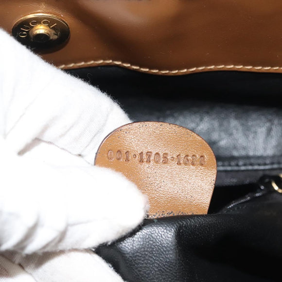 GUCCI Bamboo Hand Bag Patent Leather 2way Gold 001 1705 1638 Auth 138119