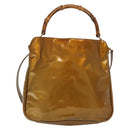 GUCCI Bamboo Hand Bag Patent Leather 2way Gold 001 1705 1638 Auth 138119-13