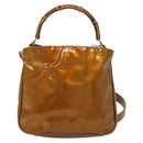 GUCCI Bamboo Hand Bag Patent Leather 2way Gold 001 1705 1638 Auth 138119-2