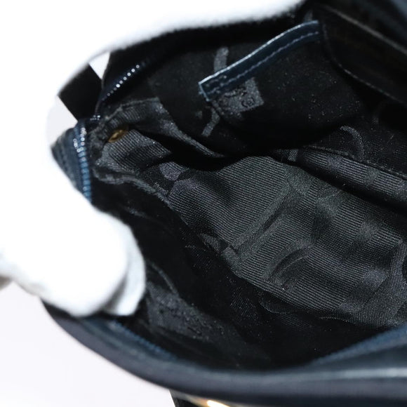 Salvatore Ferragamo Vala Shoulder Bag Leather Navy Gold Auth 138120