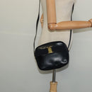 Salvatore Ferragamo Vala Shoulder Bag Leather Navy Gold Auth 138120-21