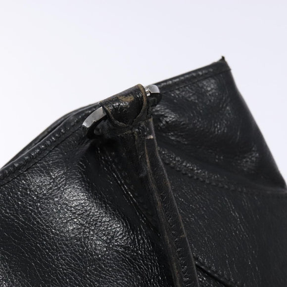 GUCCI Tote Bag Leather Black Silver 113015 Auth 138122