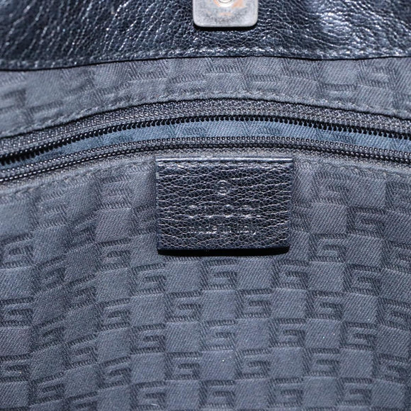 GUCCI Tote Bag Leather Black Silver 113015 Auth 138122