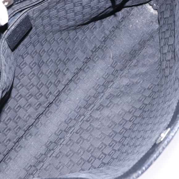 GUCCI Tote Bag Leather Black Silver 113015 Auth 138122