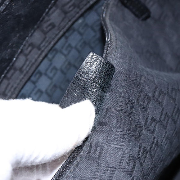 GUCCI Tote Bag Leather Black Silver 113015 Auth 138122