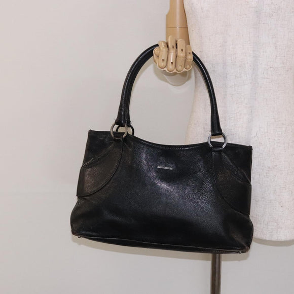 GUCCI Tote Bag Leather Black Silver 113015 Auth 138122