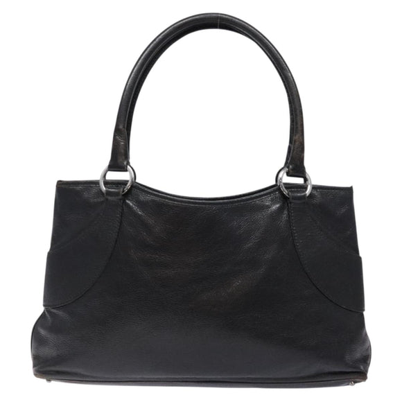 GUCCI Tote Bag Leather Black Silver 113015 Auth 138122