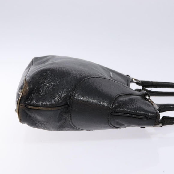 GUCCI Tote Bag Leather Black Silver 113015 Auth 138122